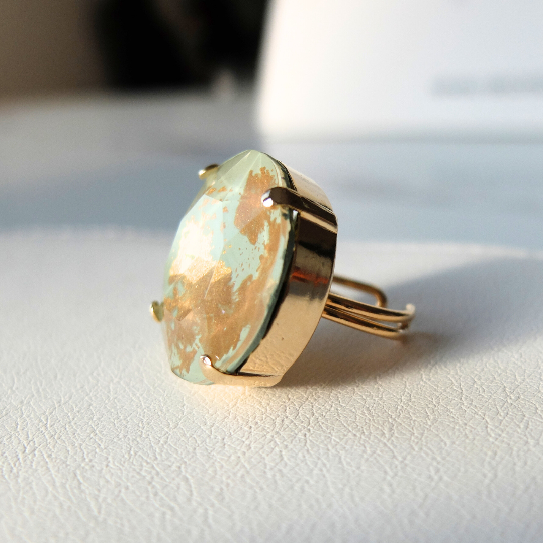 Anello Corallo Salvia con effetto marmorino (dipinta a mano)