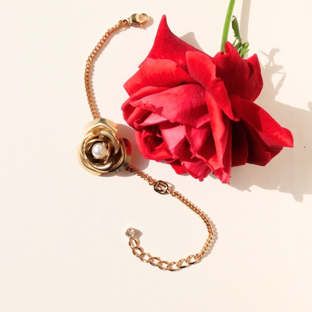 Bracciale Peonia Golden con Perla centrale