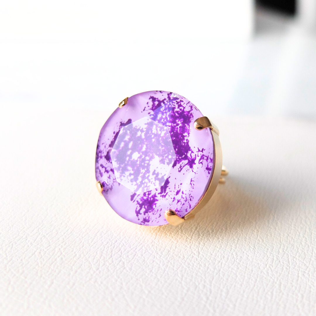 Purple Coral Ring with marble effect (hand painted)