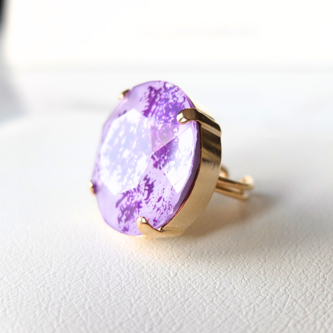 Purple Coral Ring with marble effect (hand painted)