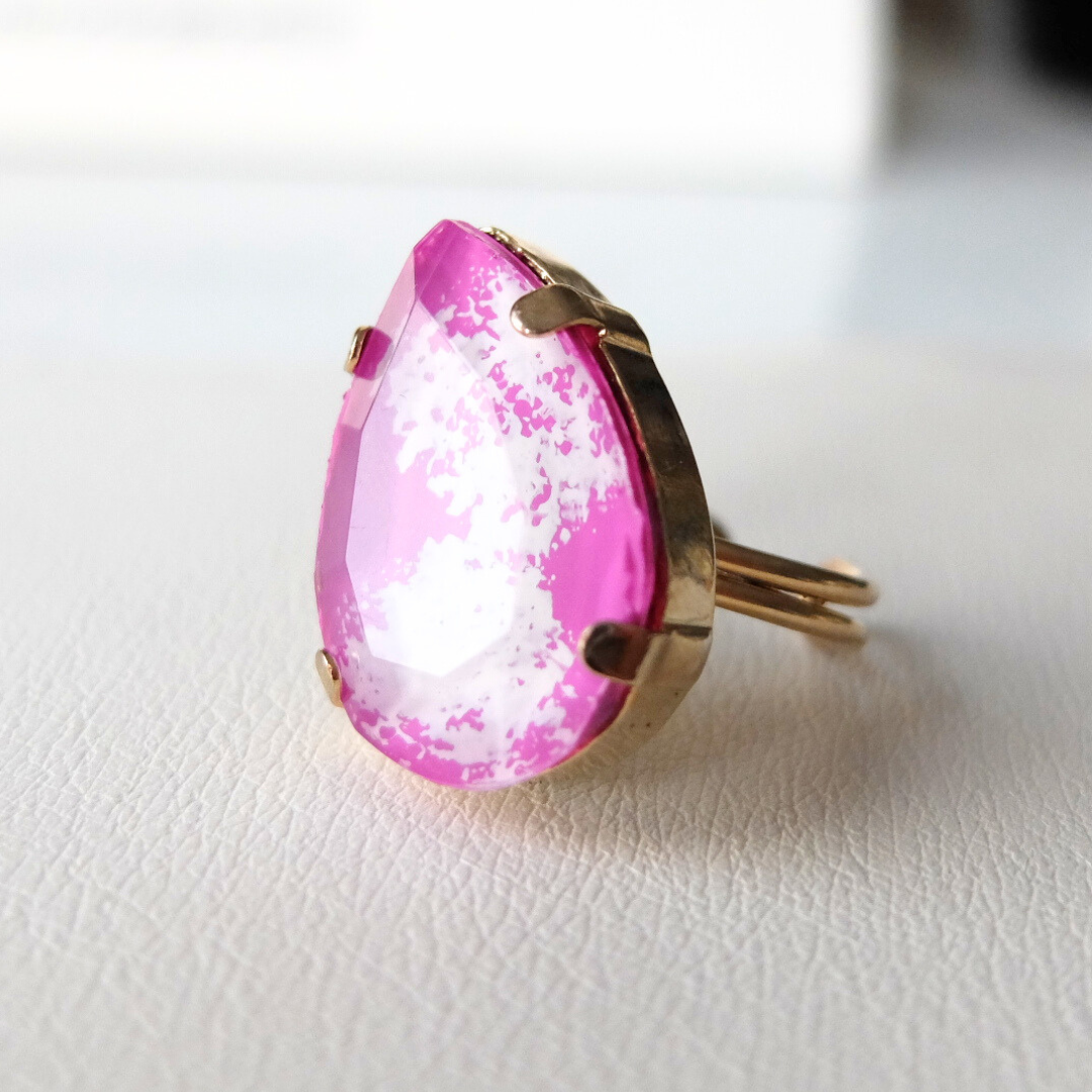 Drop Mauve Ring with marble effect (hand painted)