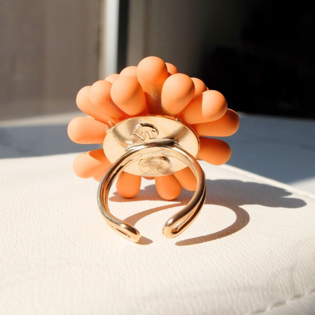 Orange Dahlia Ring - Silk Effect