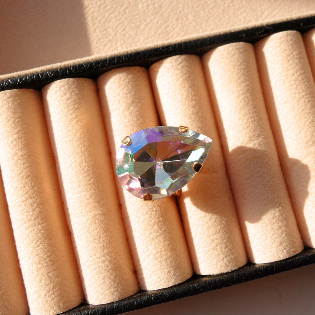 Aurora Borealis Crystal Drop Ring