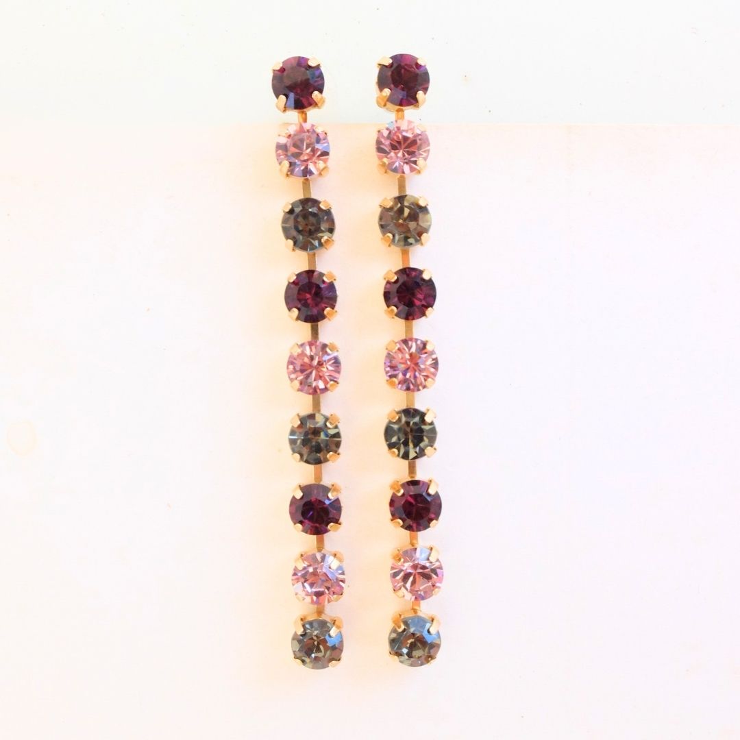 Golden Peony Crystal Drop Earrings