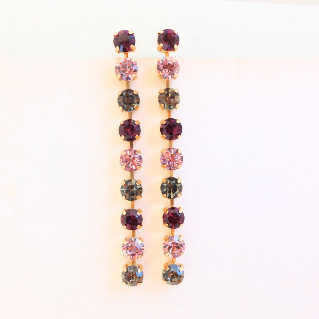 Golden Peony Crystal Drop Earrings