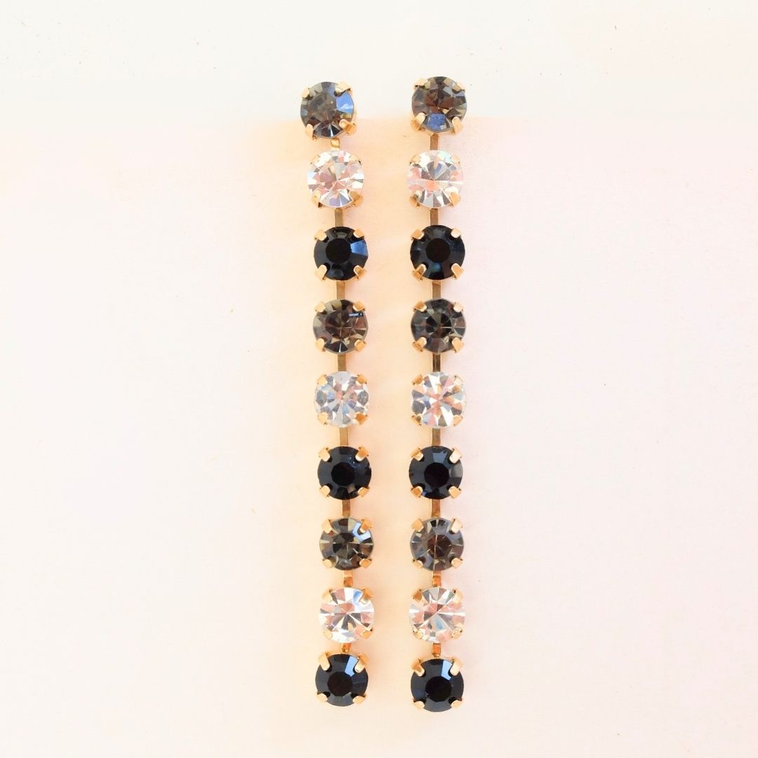 Golden Peony Crystal Drop Earrings