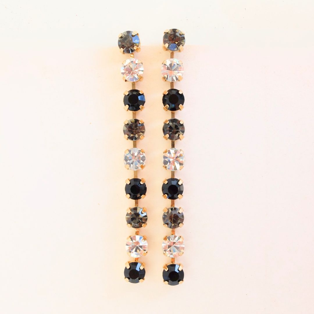 Golden Peony Crystal Drop Earrings