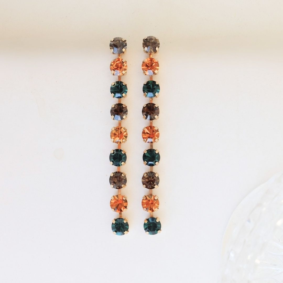 Golden Peony Crystal Drop Earrings
