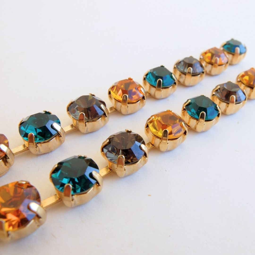 Golden Peony Crystal Drop Earrings