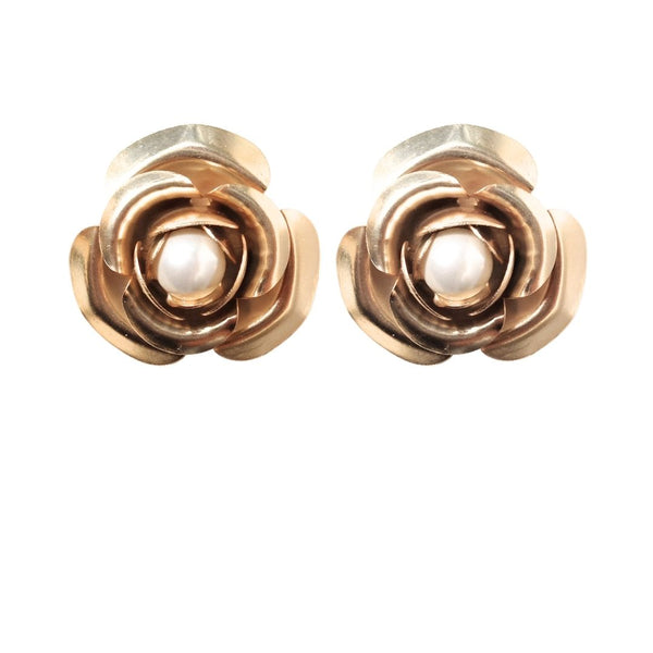 Orecchini Peonia Golden Single con Perla Centrale