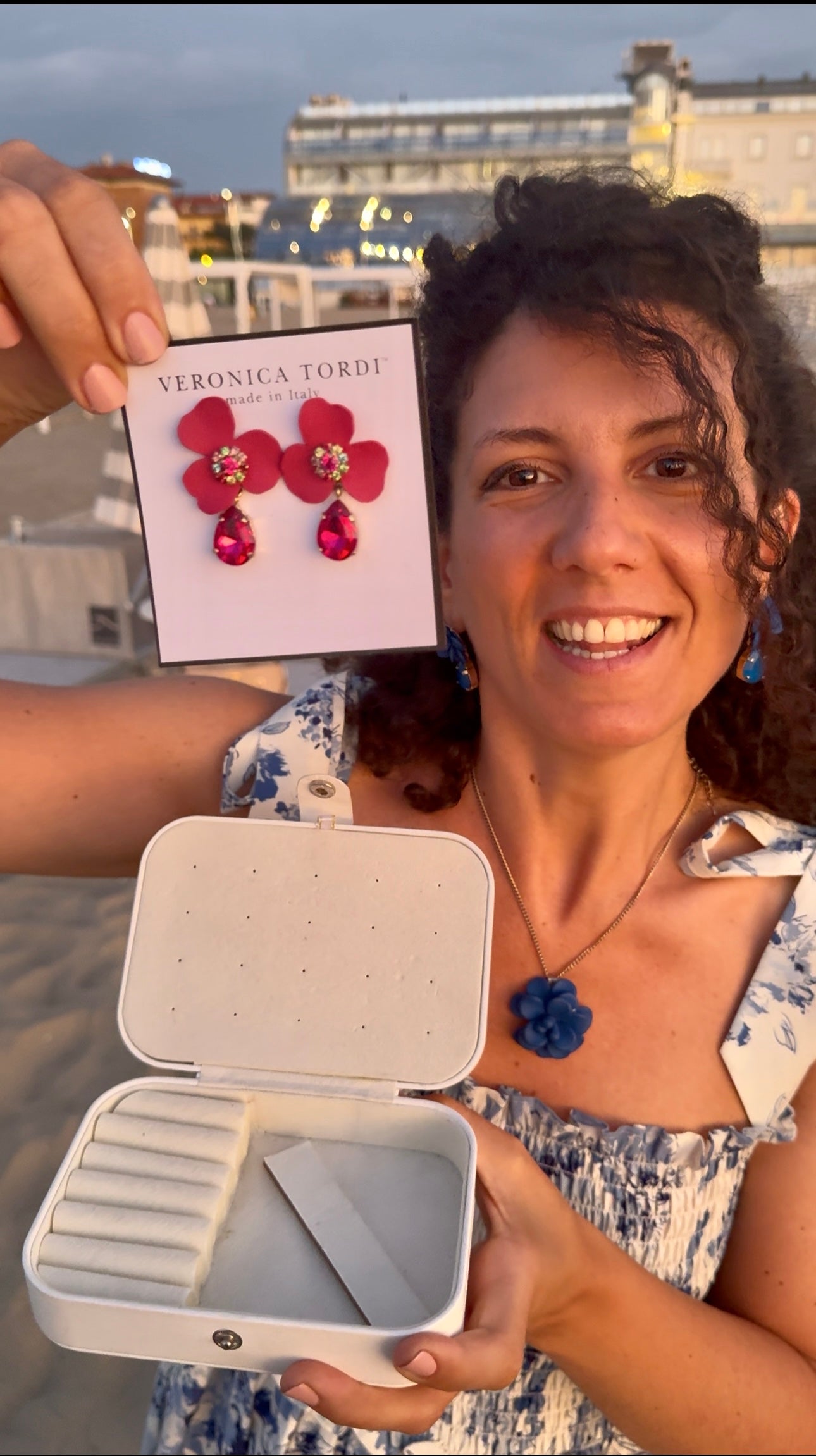 Orecchini Malva mini - Fucsia con cristalli multicolor