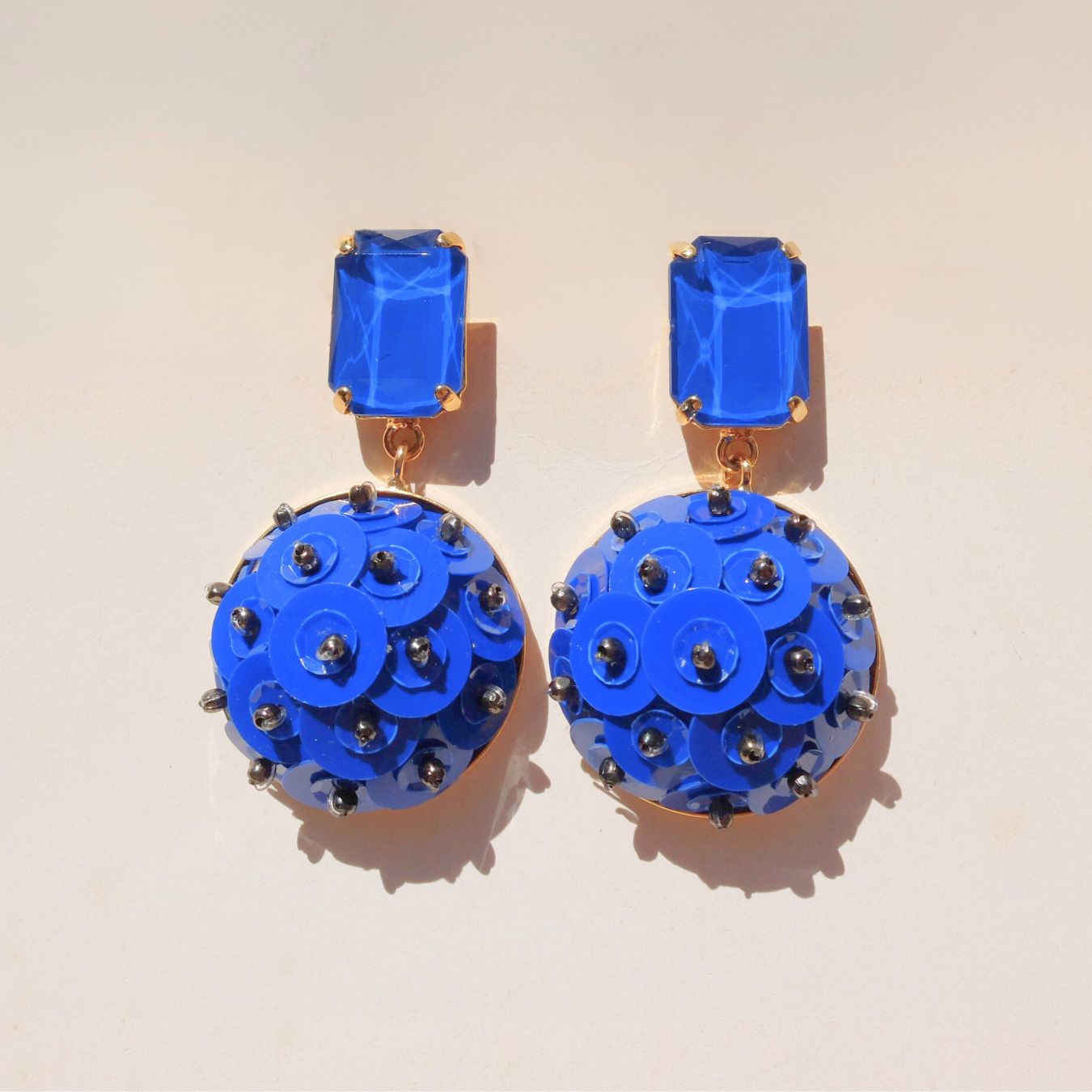 Orecchini Perle del Nilo in pailettes - Blu Cobalto Pendenti