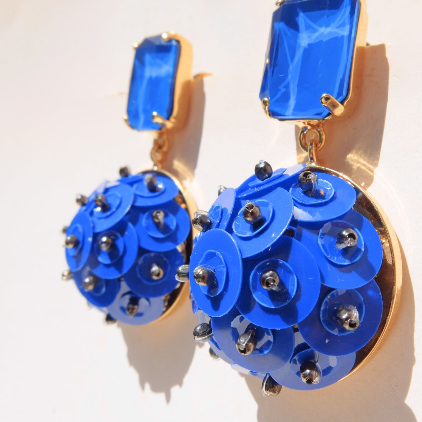 Orecchini Perle del Nilo in pailettes - Blu Cobalto Pendenti