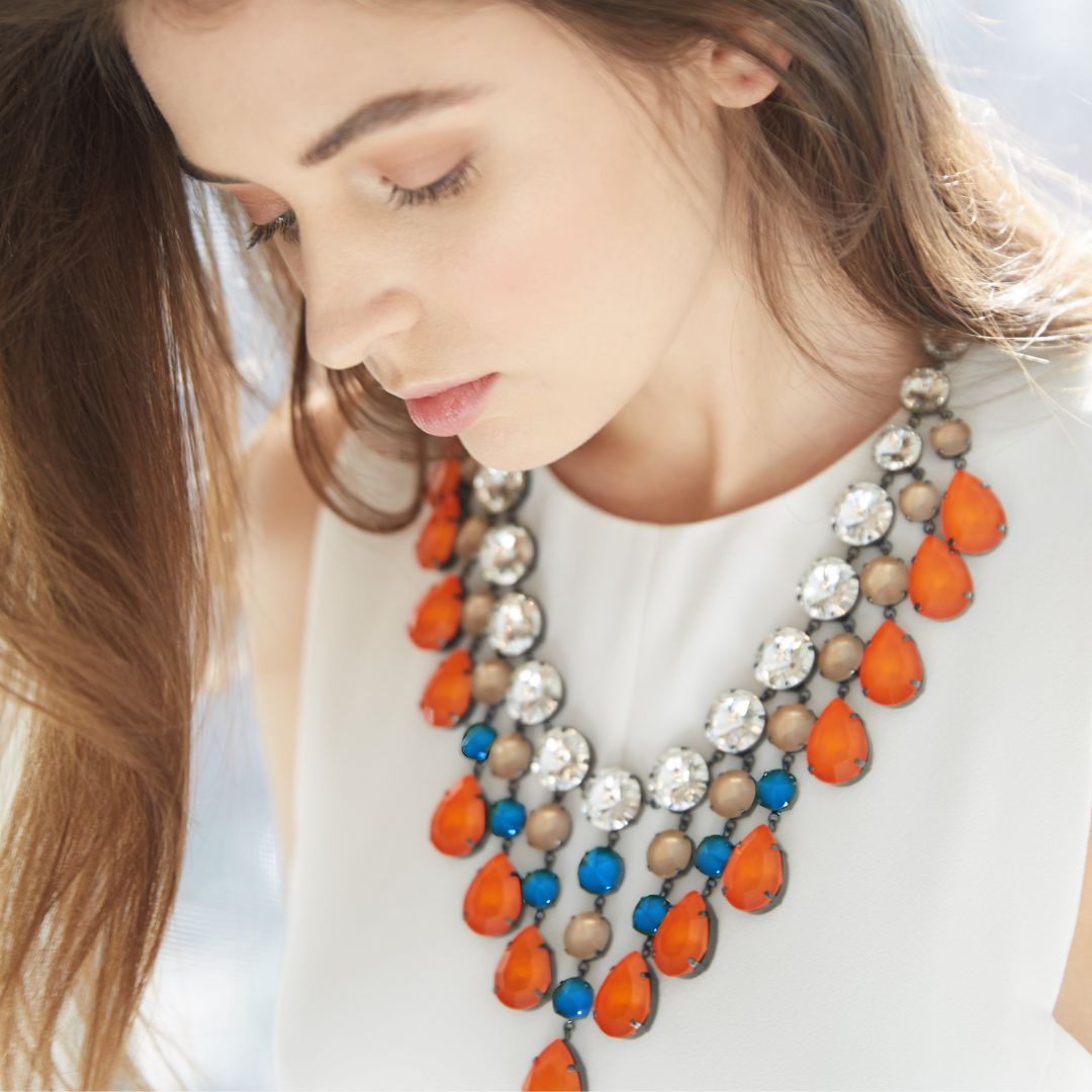 Orange and Turquoise Poseidonia Necklace - ONE OF A KIND