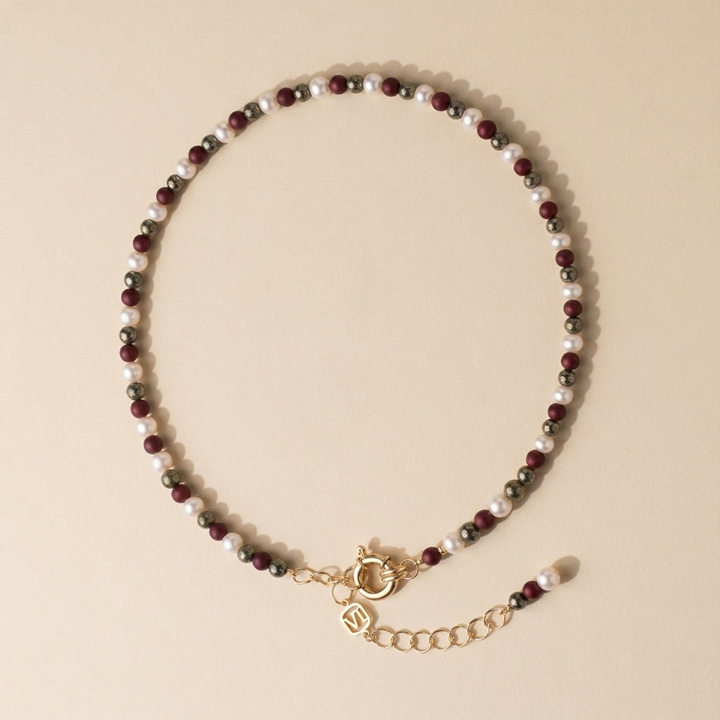 Collana Alba con perle Champagne, Oliva e Vinaccia