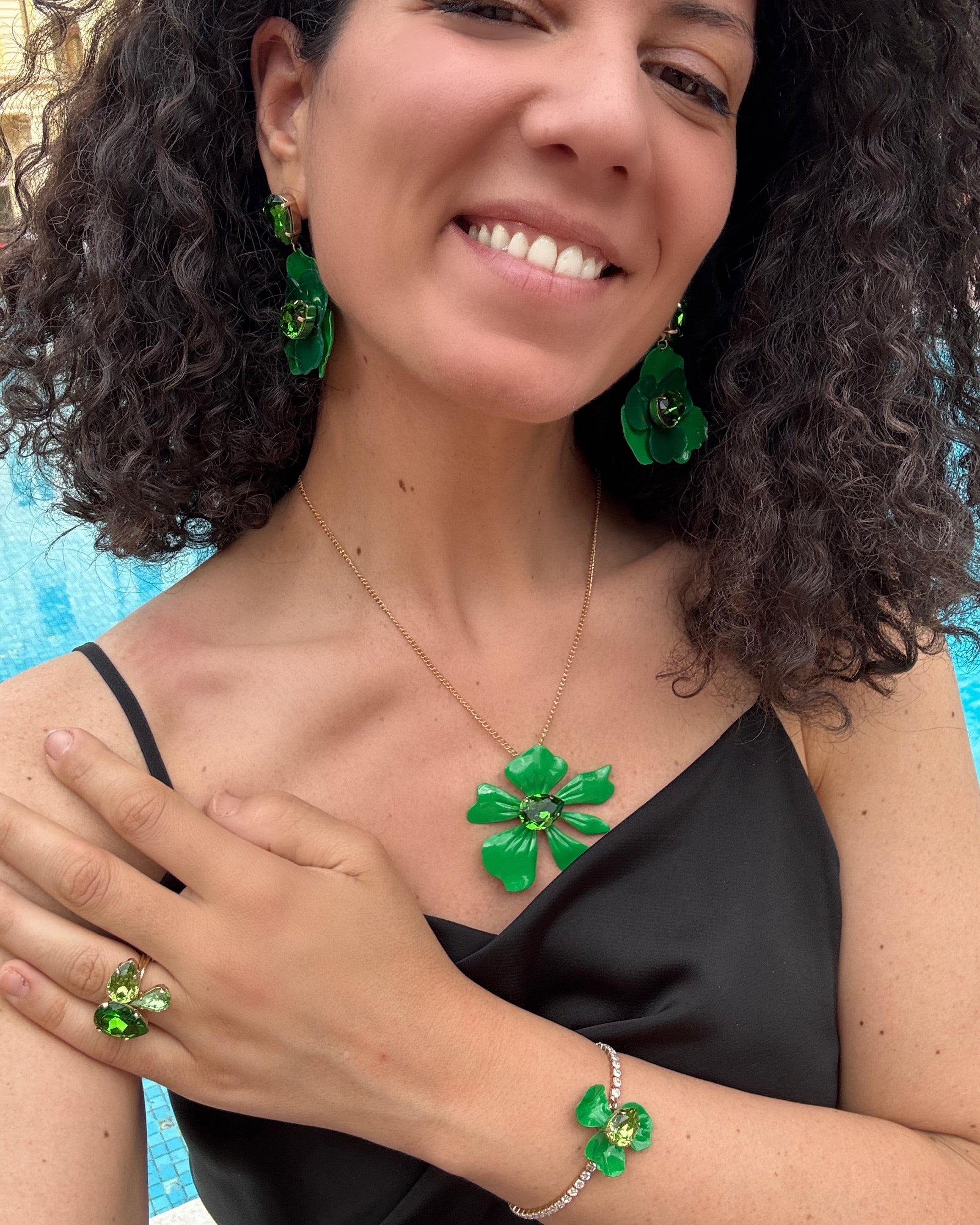 Orecchini Malva con Pietra - Verde Giada Pendenti