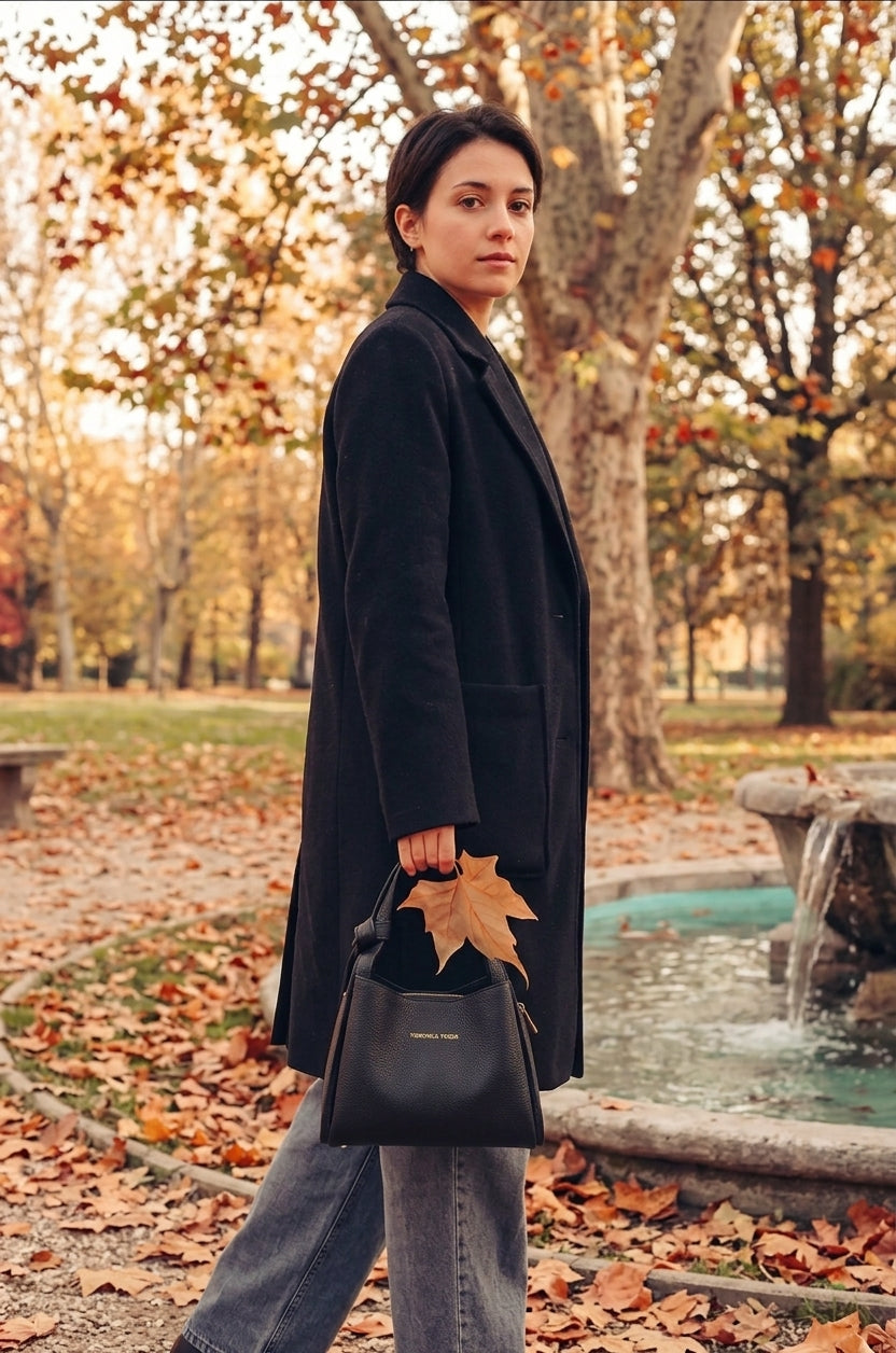 Borsa Vittoria in pelle - Nera