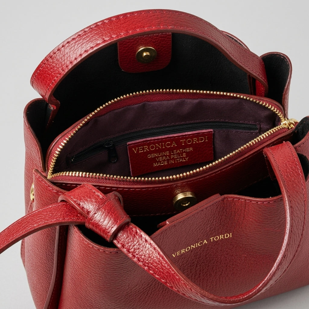 Borsa Vittoria in pelle - Borgogna