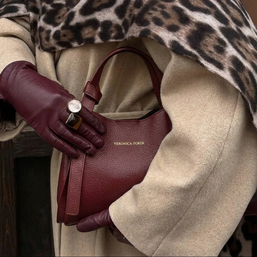 Borsa Vittoria in pelle - Borgogna