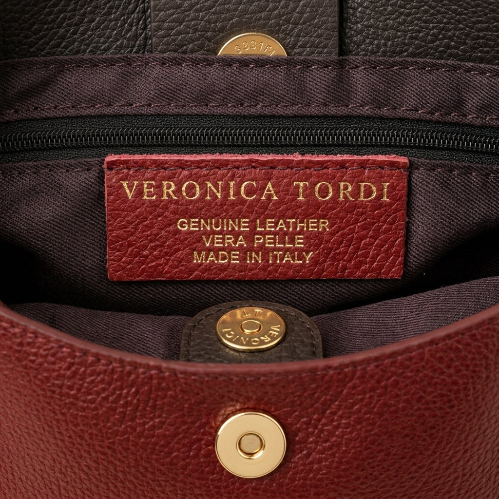 Borsa Vittoria in pelle - Borgogna