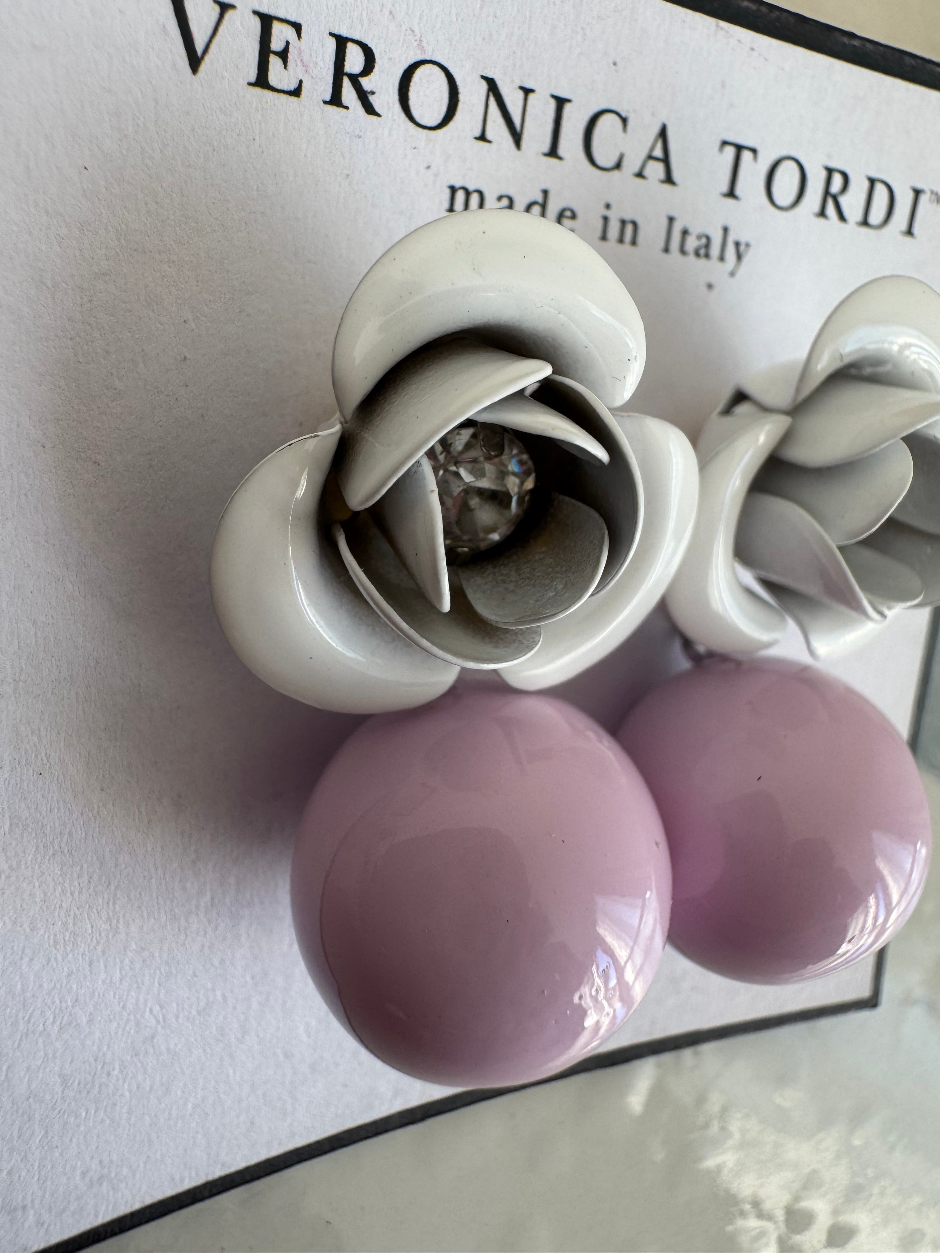 Orecchini Peonia Medium Bianca - perla Rosa Candy