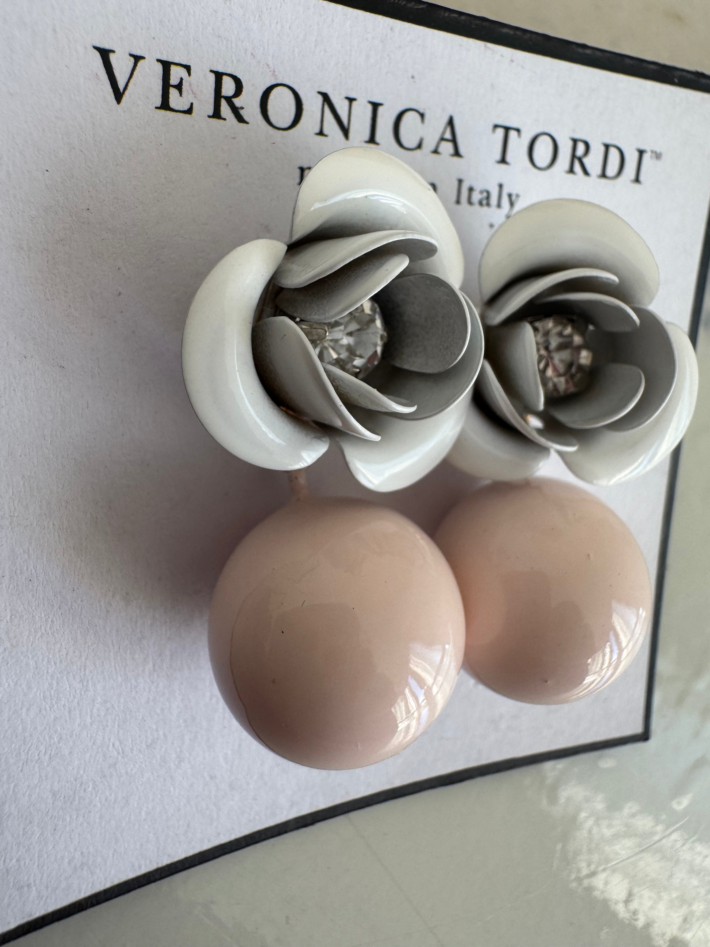 Orecchini Peonia Medium Bianca - perla Rosa Cipria
