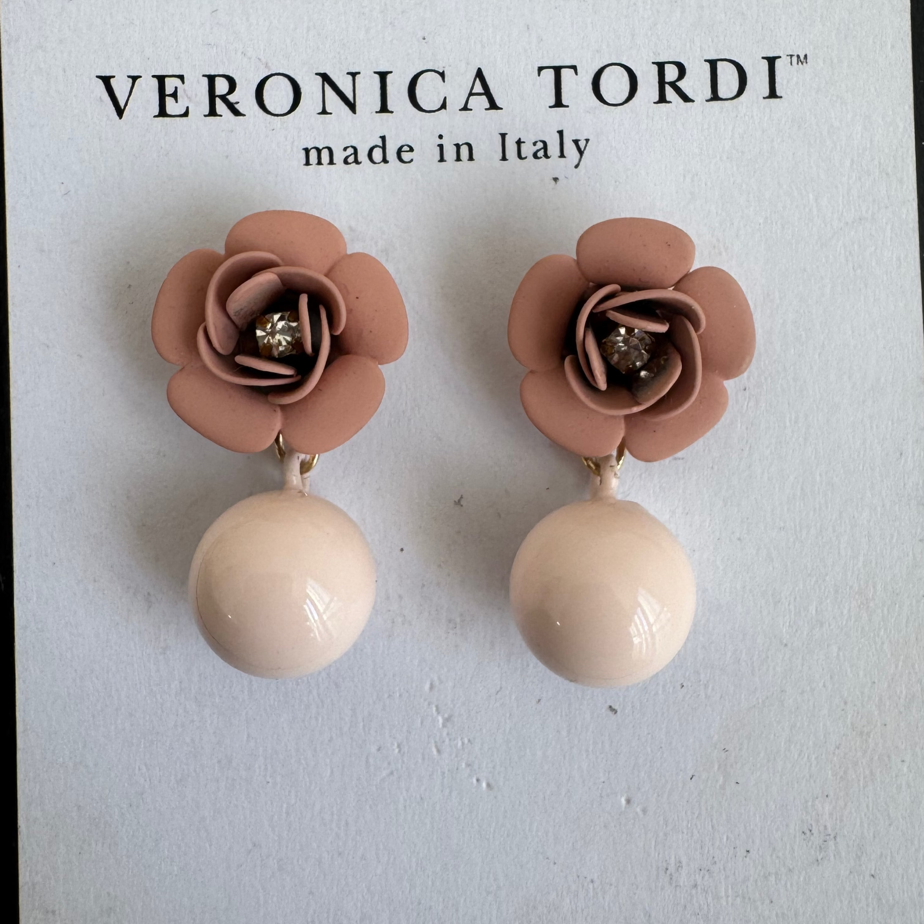 Orecchini Camelia Rosa - perla Rosa Cipria pendente