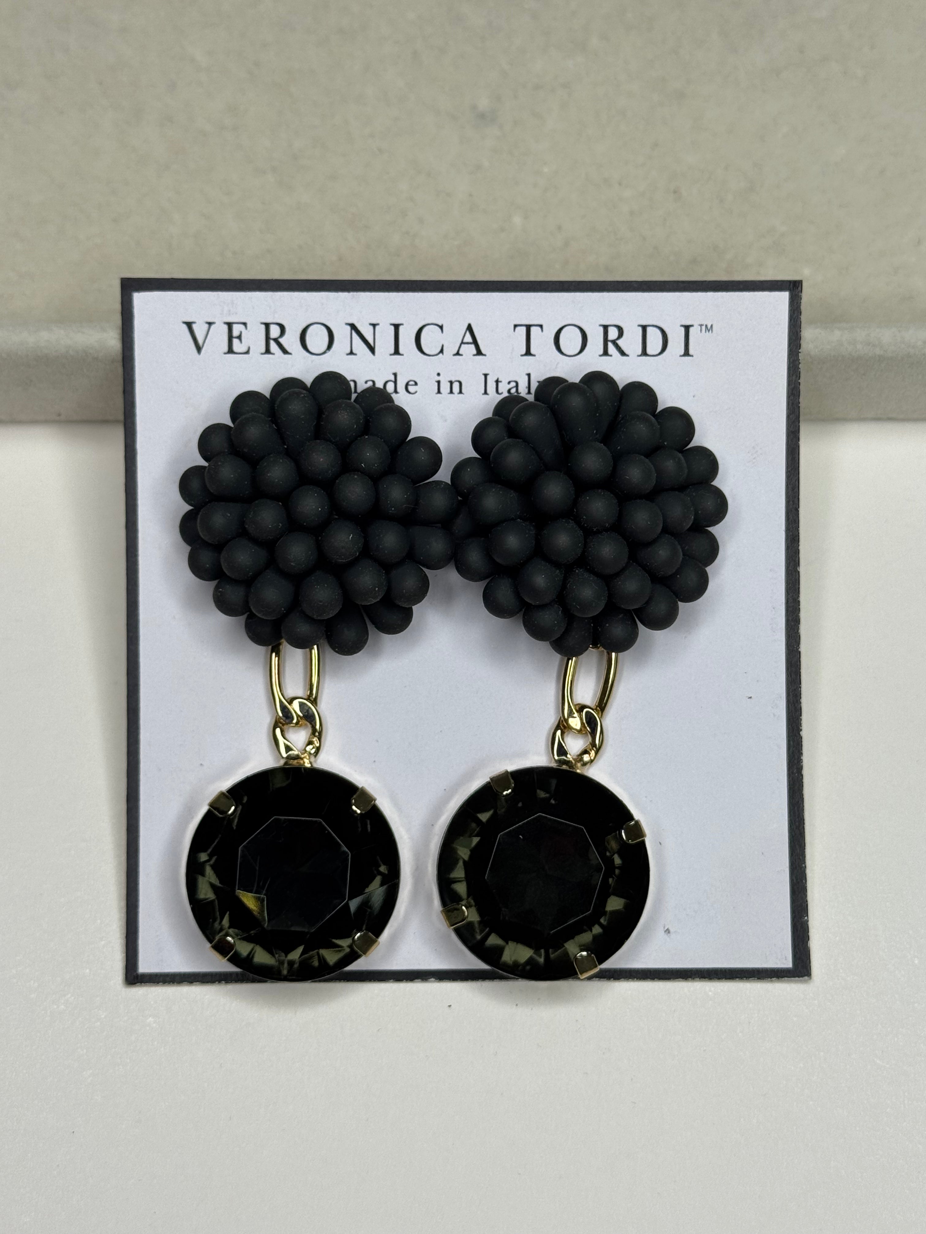 Orecchini Dalia Antracite Seta con cristallo Black Diamond