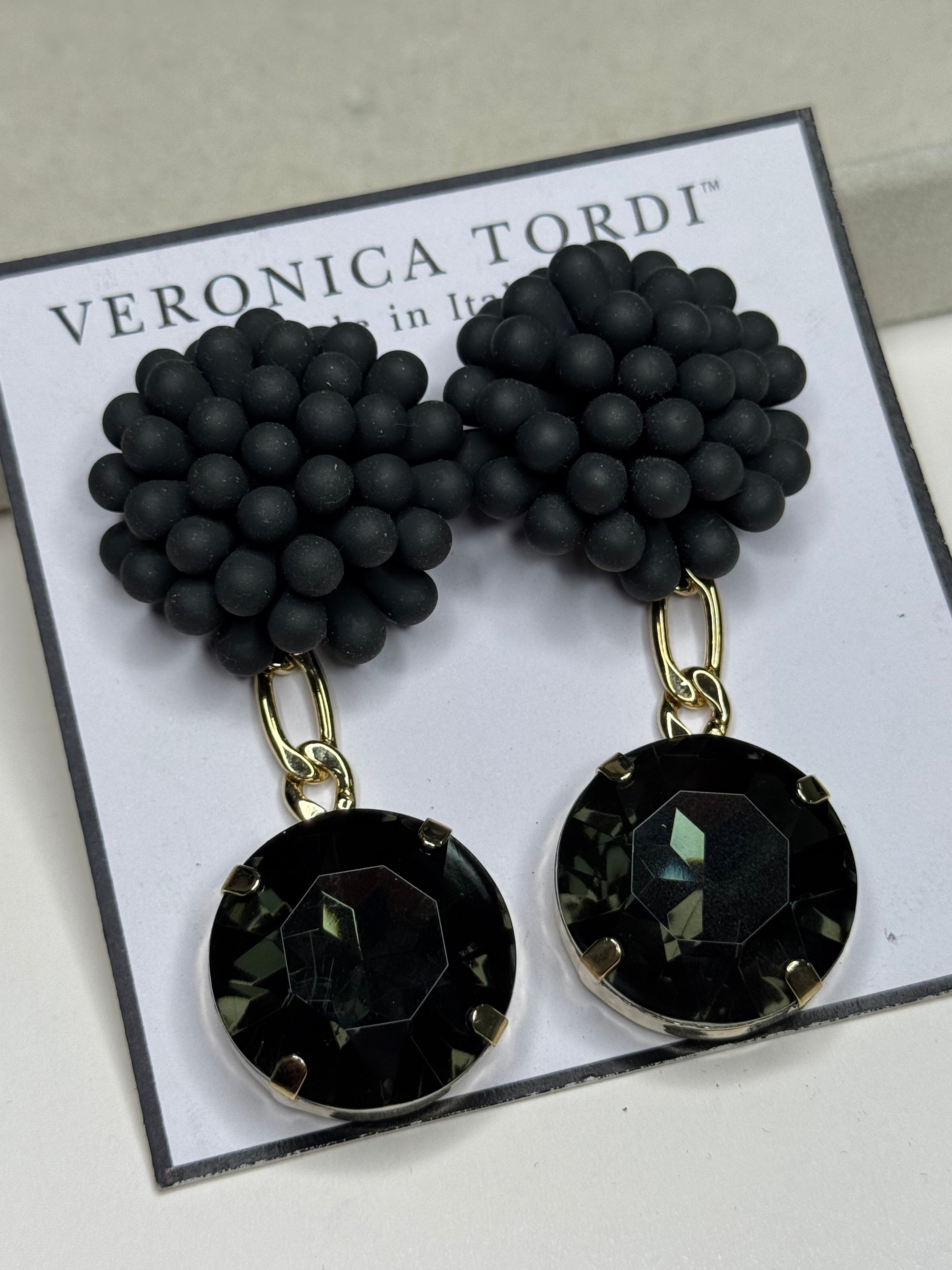 Orecchini Dalia Antracite Seta con cristallo Black Diamond