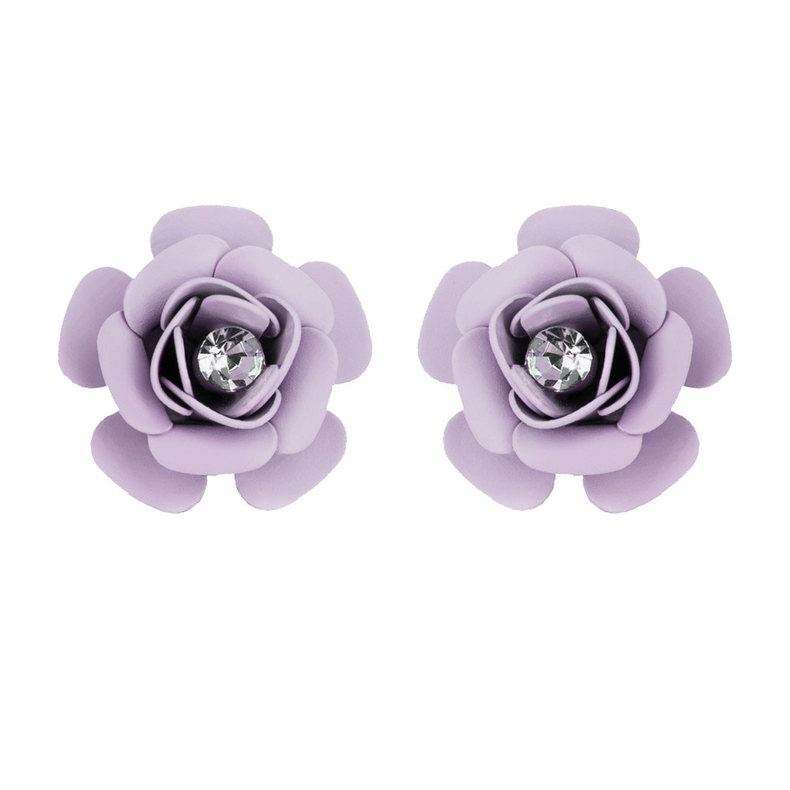 "Camelia" lilac stud earrings with crystal 