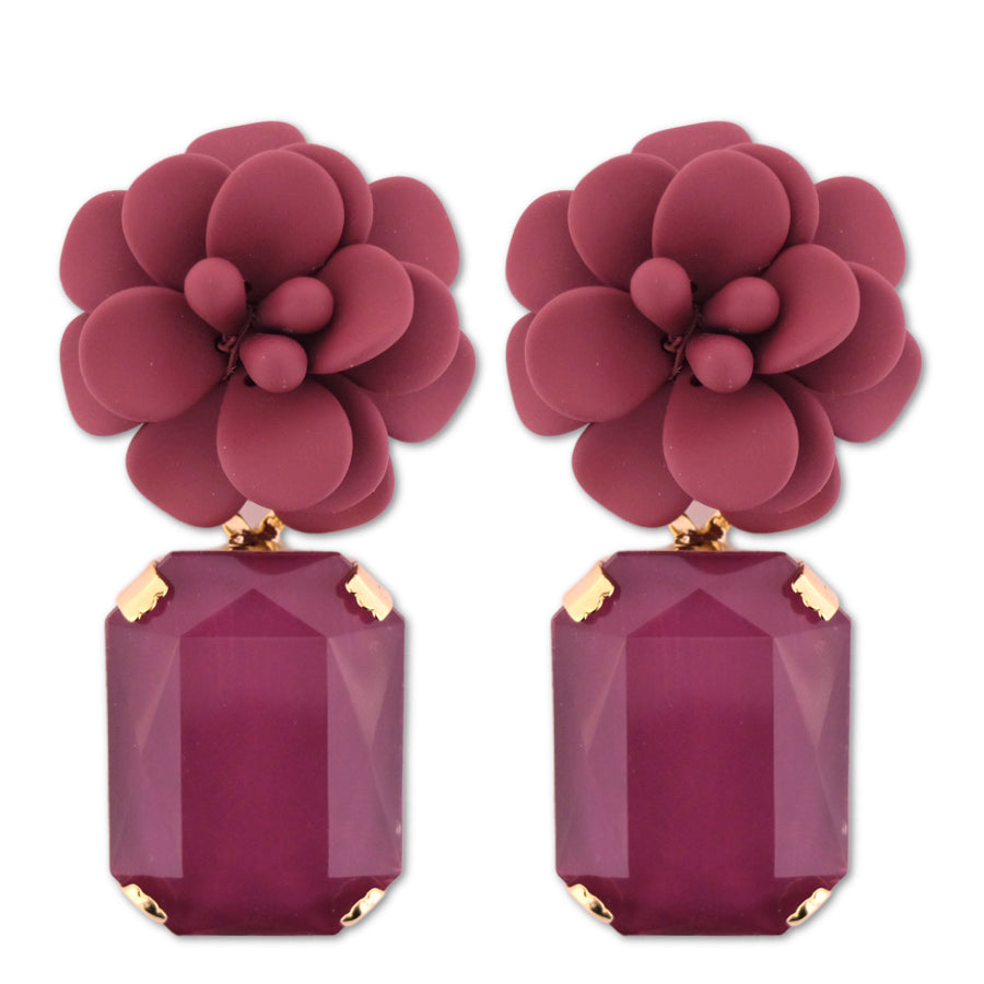 Hibiscus Cherry with Rectangular Stone