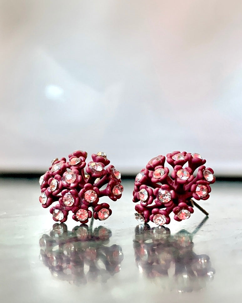 Cherry "Forget Me Not" Stud Earrings with Crystals