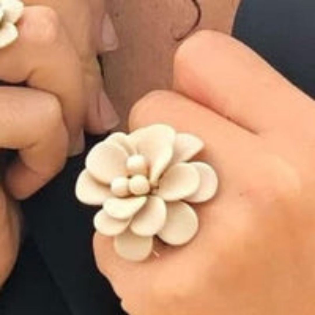 Beige Hibiscus Ring