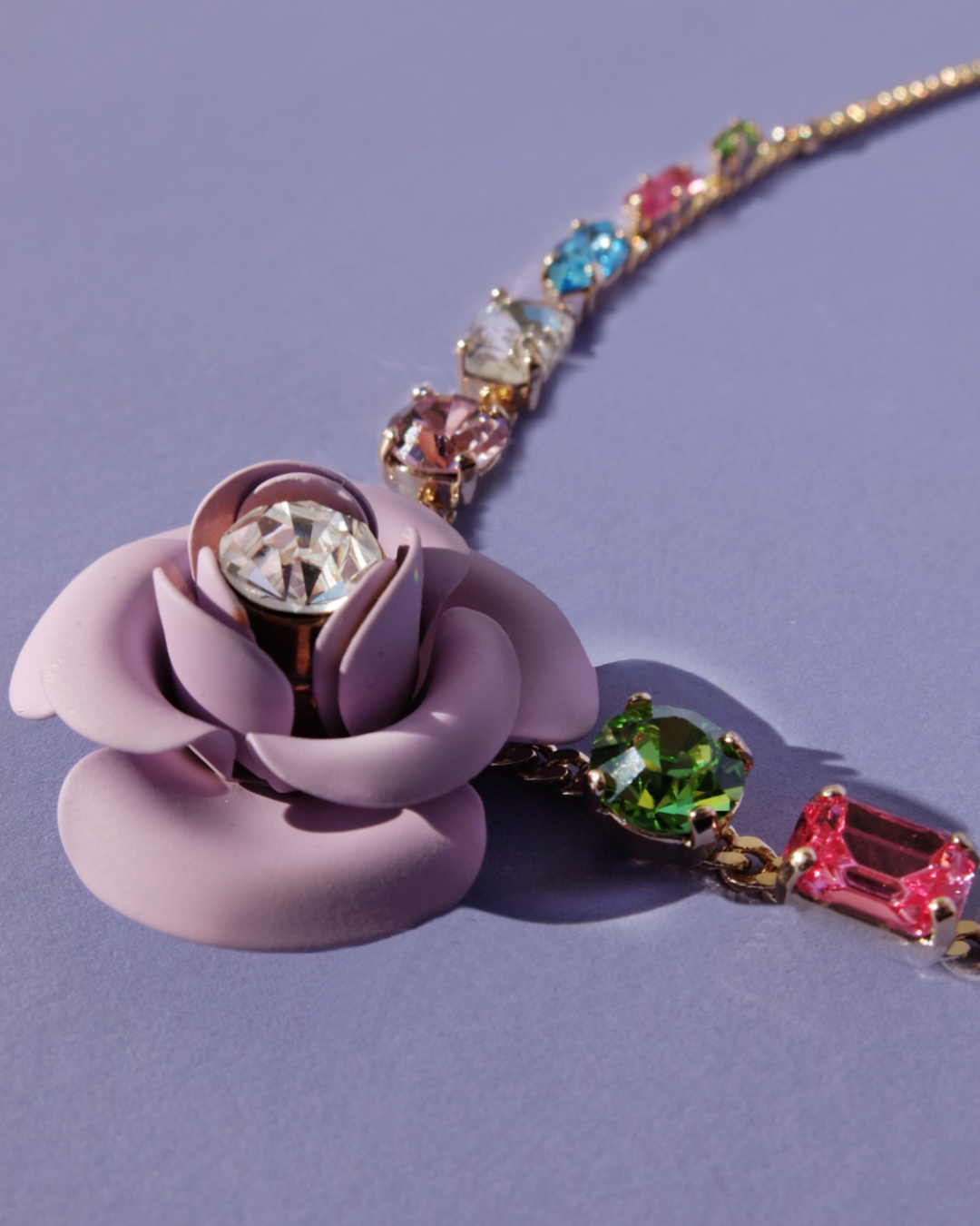 Collier "Peonia" Tropical Decò - Glicine con cristalli multicolor