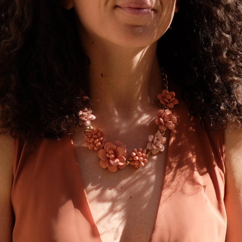 Collana Ibisco Terracotta e Rosa