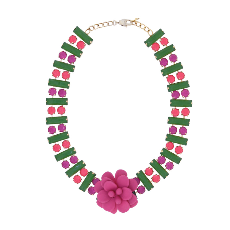 "Dolce Vita" Fuchsia Hibiscus Necklace 