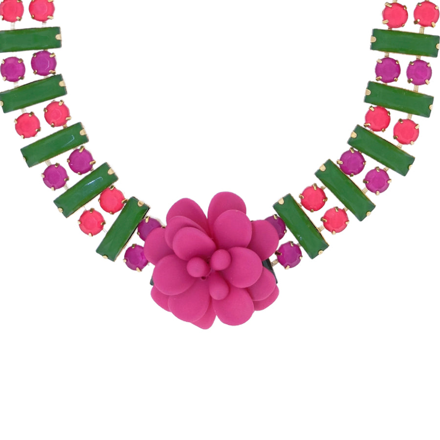 "Dolce Vita" Fuchsia Hibiscus Necklace 