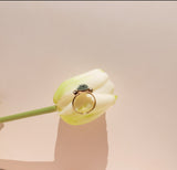 Anello regolabile "Camelia" Verde Salvia con cristalli