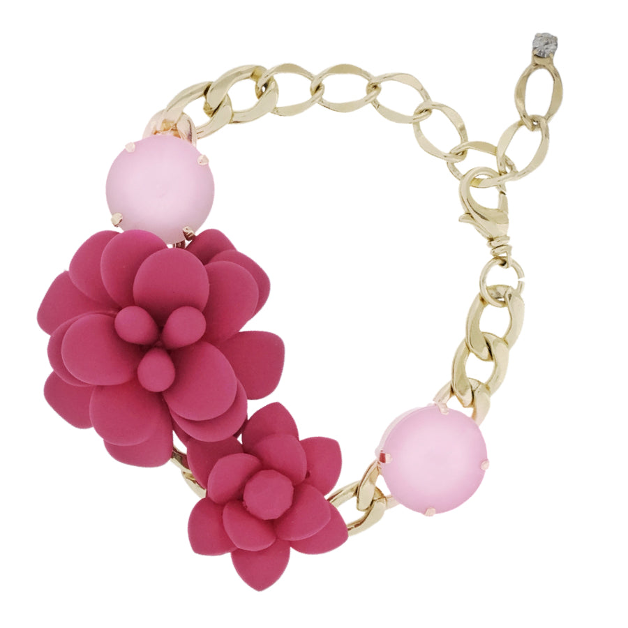 Fuchsia Bracelet with Light Pink Stones 