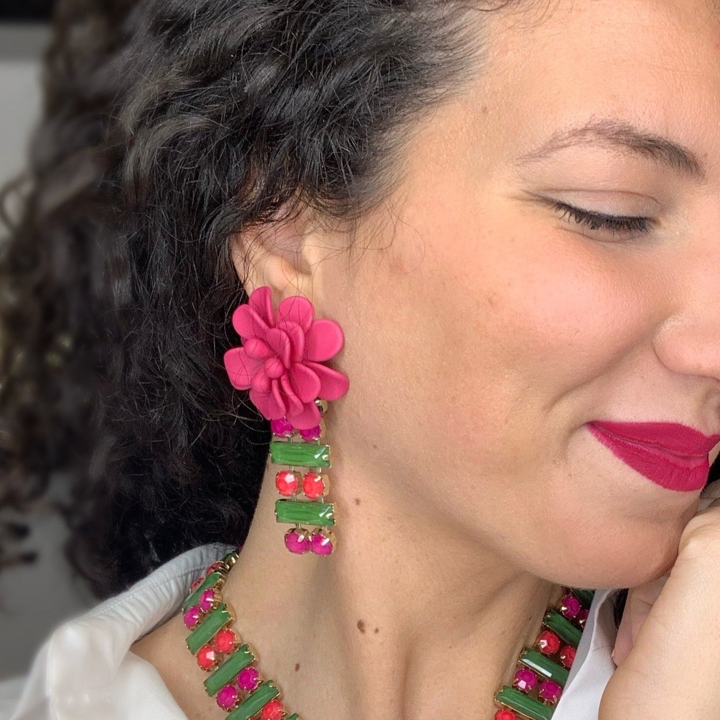 Hibiscus Fuchsia Earrings "Dolce Vita" 