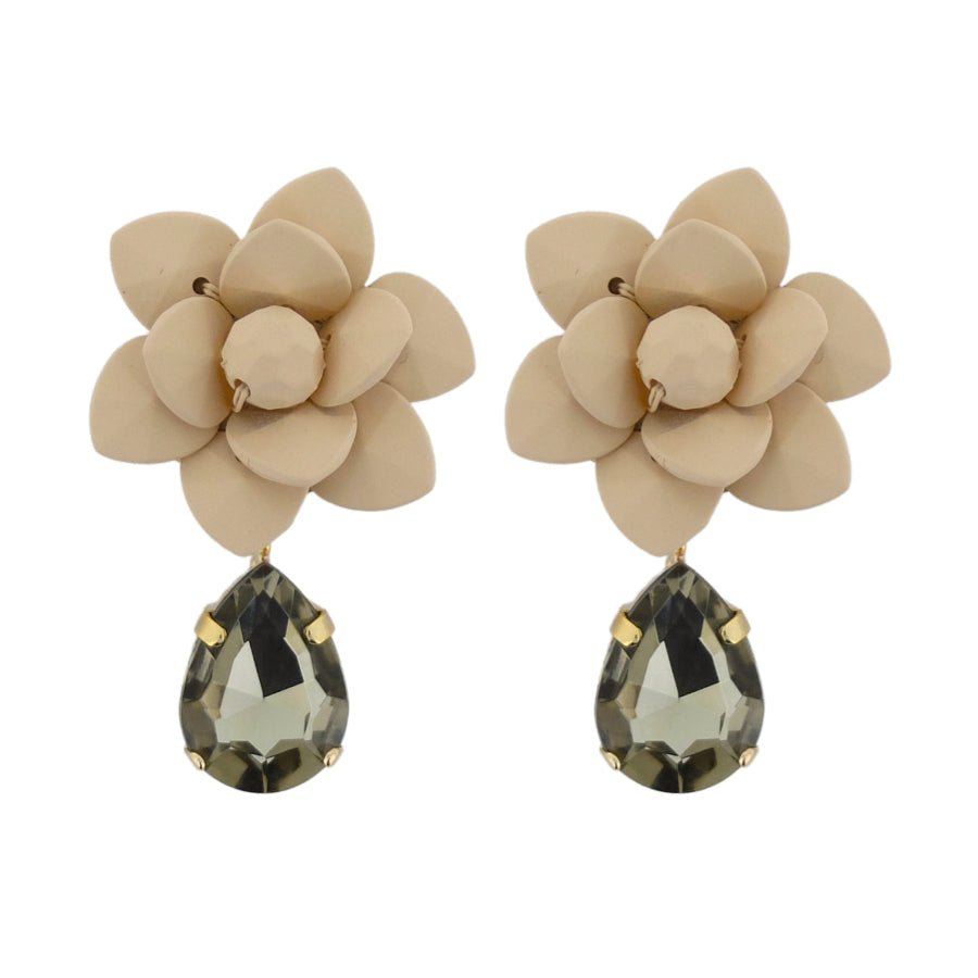 Beige Lily with Swarovski Black Diamond Drop 