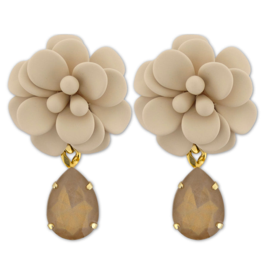 Beige Hibiscus with Gold Drop Stone