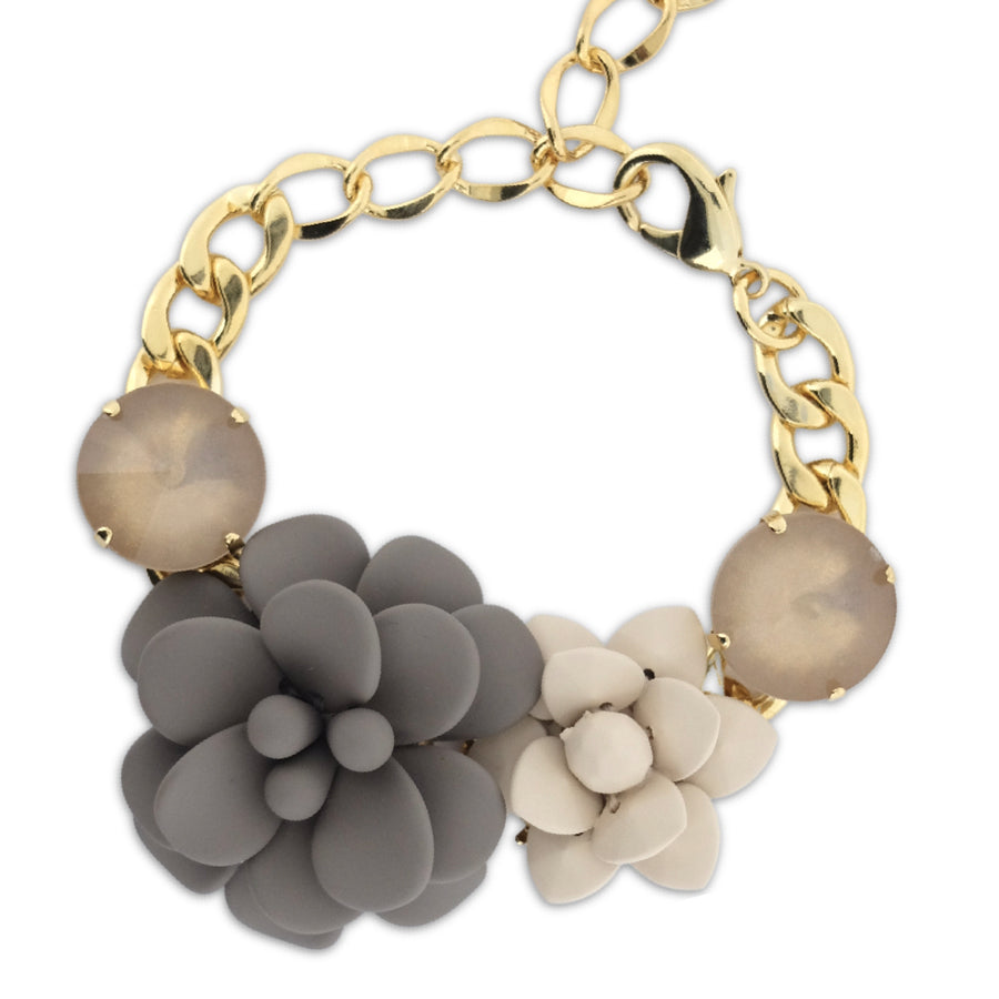 Hibiscus Bracelet Dove Grey with Gold Stones