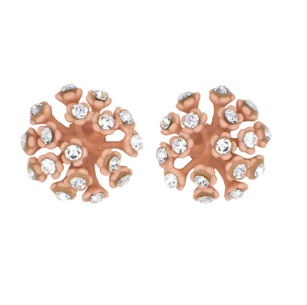 "Forget Me Not" Stud Earrings in Powder Pink with Crystals 