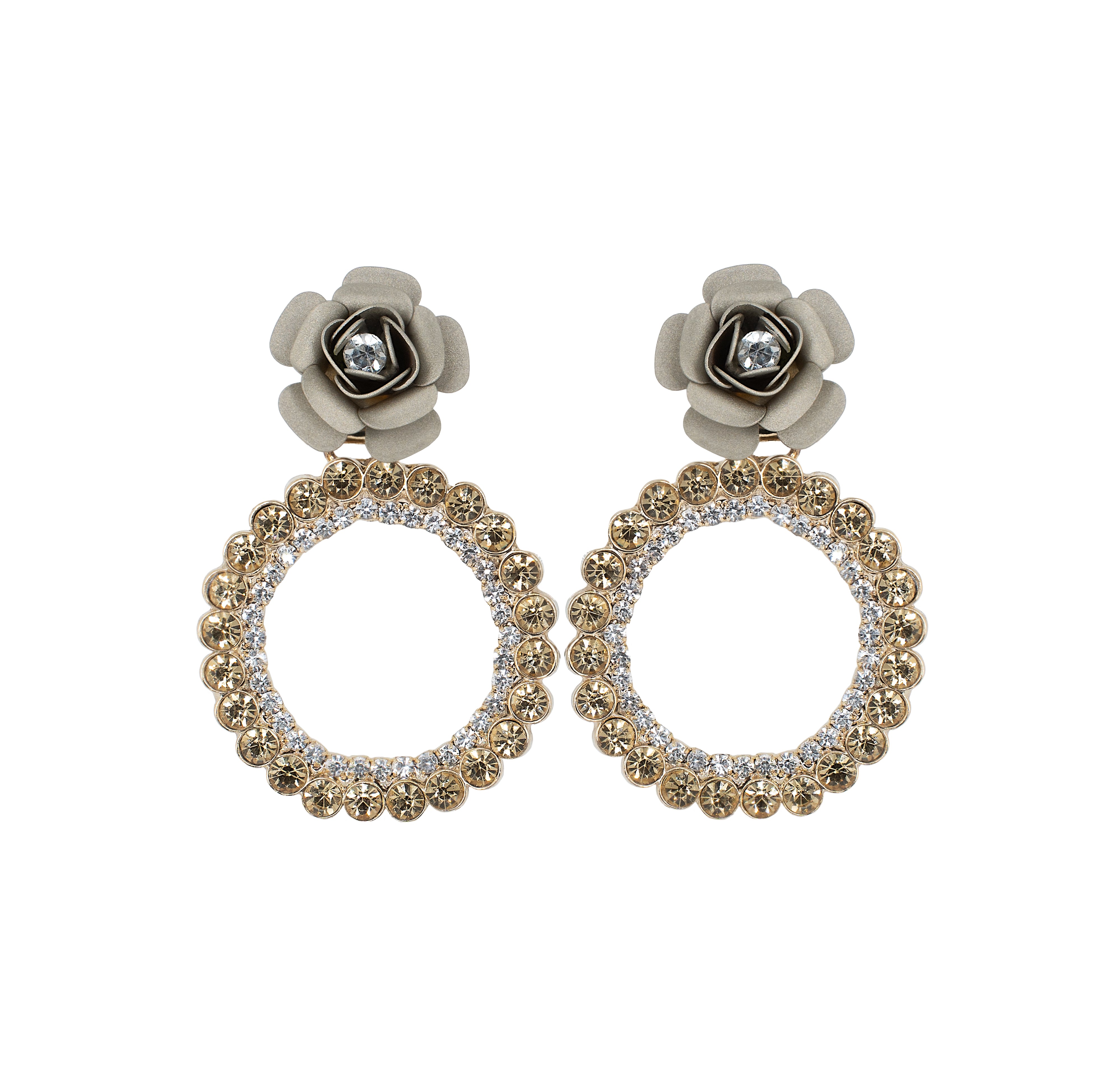 "Camelia" Hoop Earrings Empire Platinum Metallic 