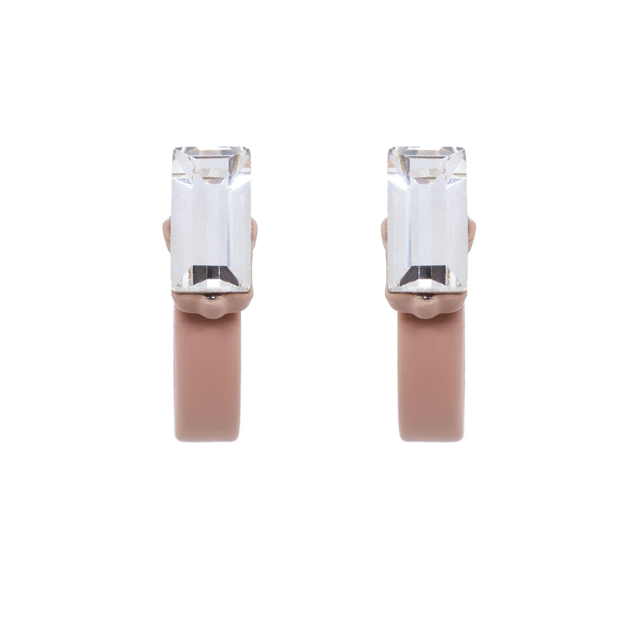 "Flora" blush pink hoop earrings with baguette crystal 