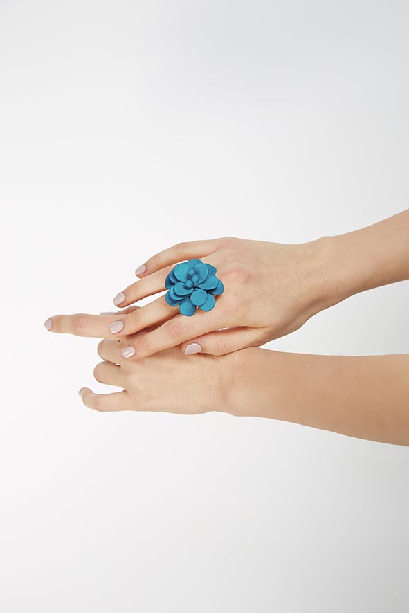 Turquoise Hibiscus Ring