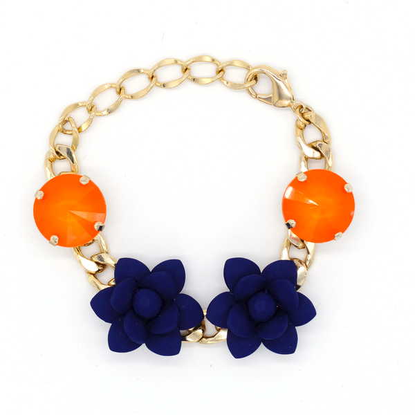 Bracciale Giglio Blu con Pietre Arancio.