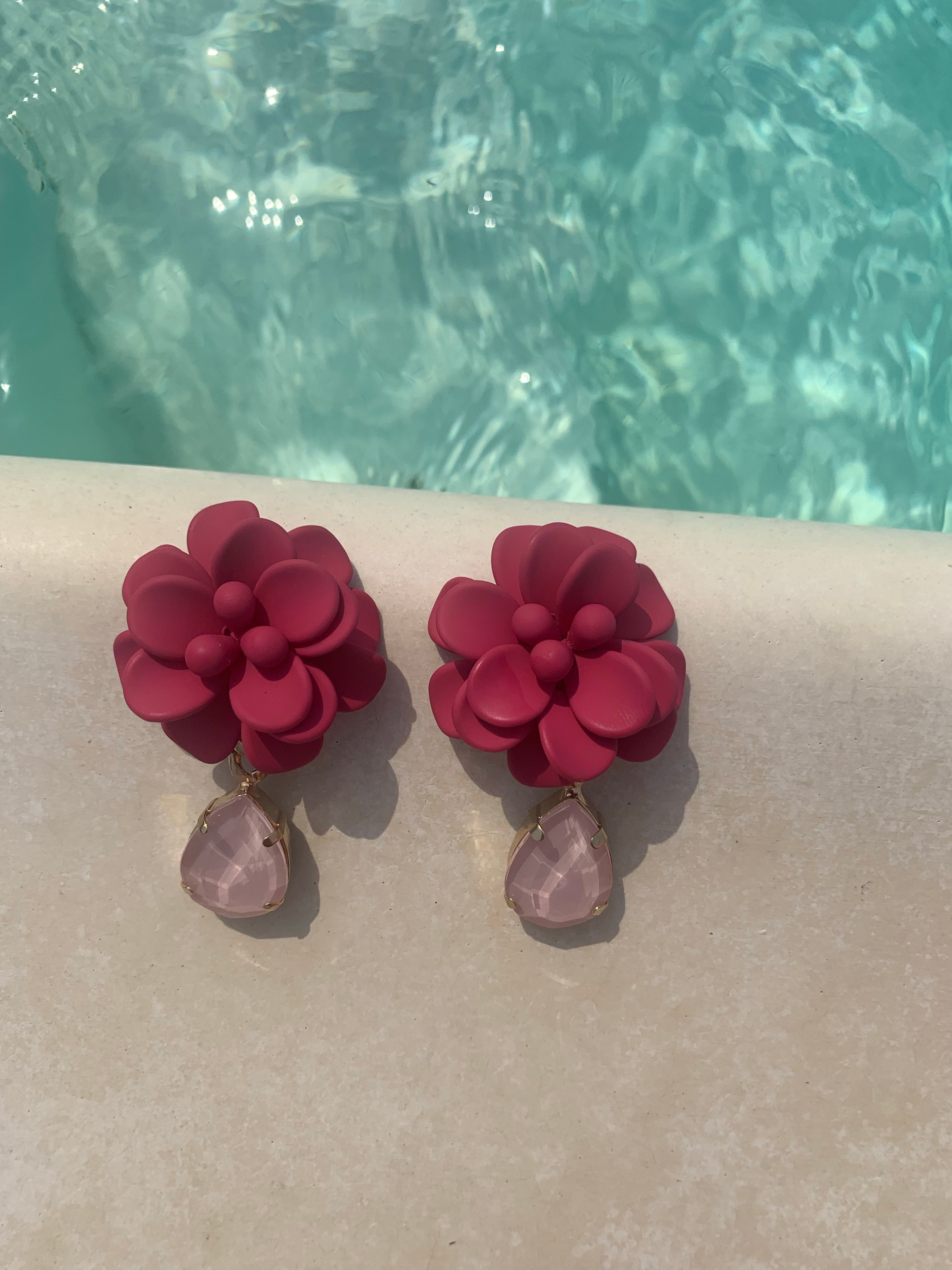 Hibiscus Fuchsia with Pink Drop Stone