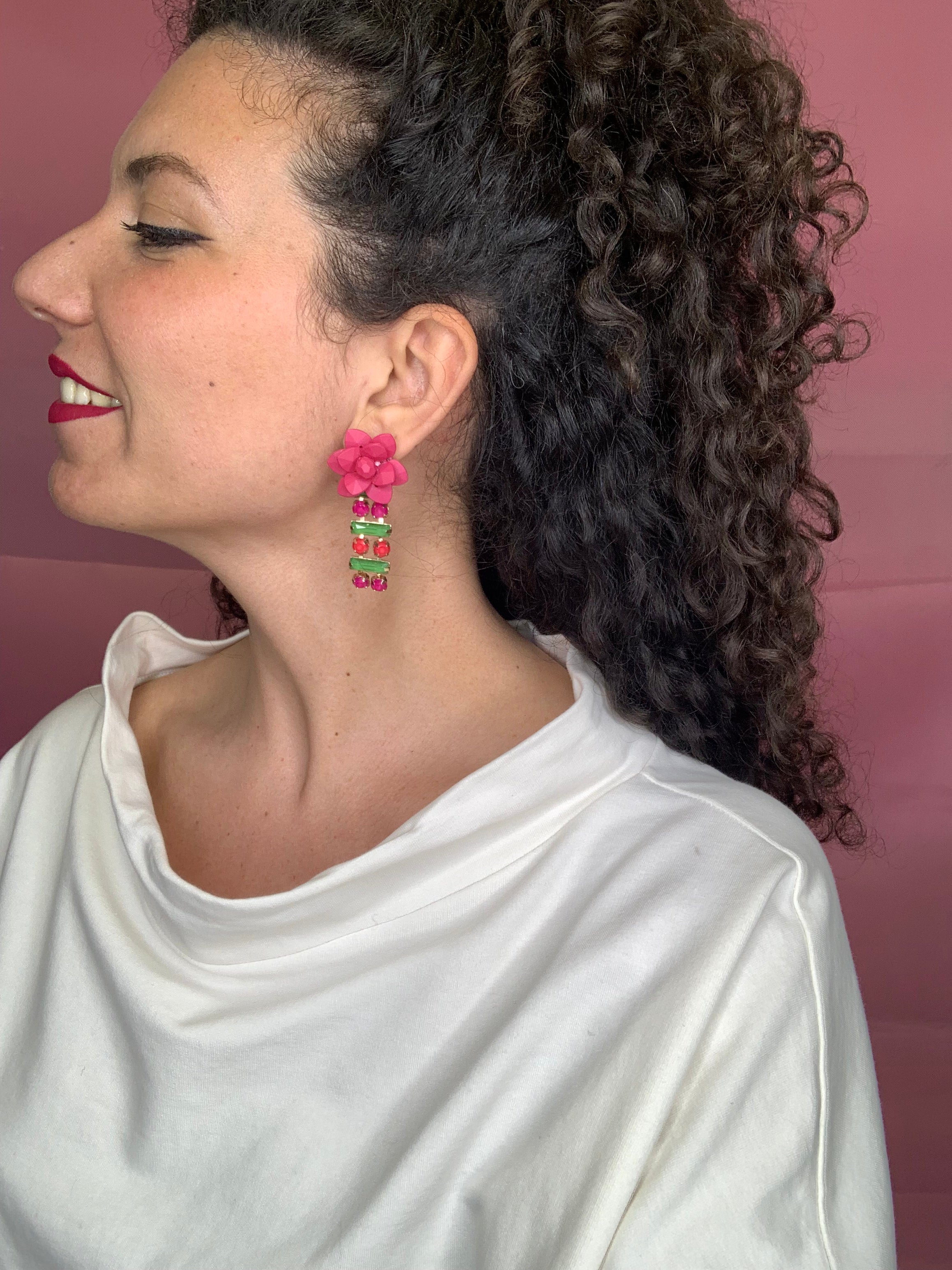 Fuchsia Lily Earrings "Dolce Vita"